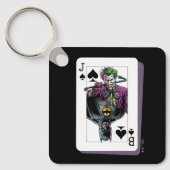 Joker and Batman Spade Playing Card Illustration Sleutelhanger (Voorkant)