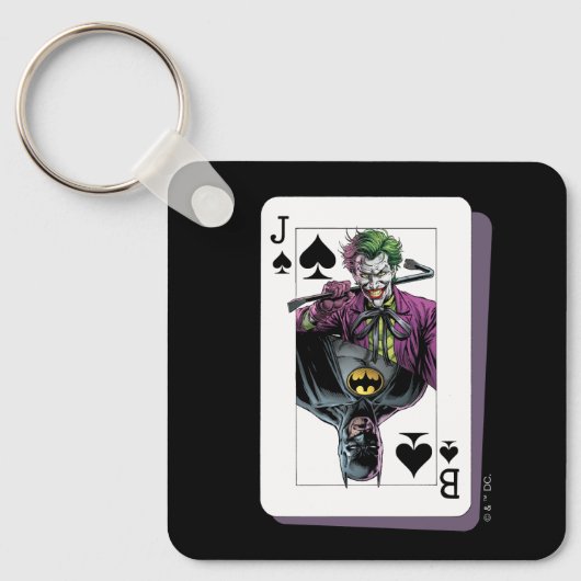 Joker and Batman Spade Playing Card Illustration Sleutelhanger (Voorkant)