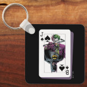 Joker and Batman Spade Playing Card Illustration Sleutelhanger (Voorkant)