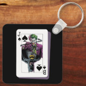 Joker and Batman Spade Playing Card Illustration Sleutelhanger (Achterkant)