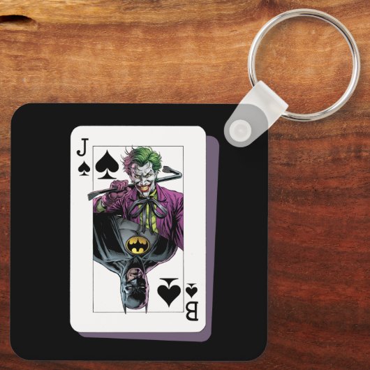 Joker and Batman Spade Playing Card Illustration Sleutelhanger (Achterkant)