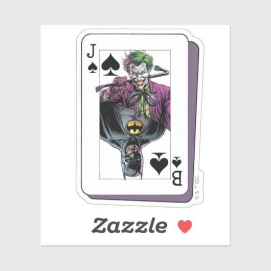 Joker and Batman Spade Playing Card Illustration Sticker (Vel)