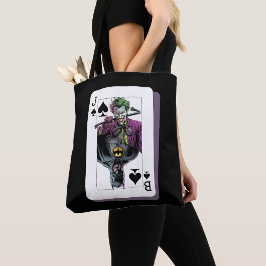 Joker and Batman Spade Playing Card Illustration Tote Bag (Dichtbij)