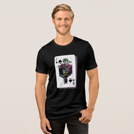 Joker and Batman Spade Playing Card Illustration Tri-Blend Shirt (Voorkant volledig)