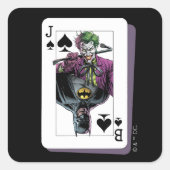 Joker and Batman Spade Playing Card Illustration Vierkante Sticker (Voorkant)