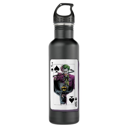 Joker and Batman Spade Playing Card Illustration Waterfles (Voorkant)