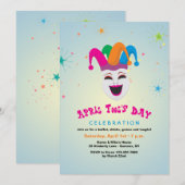 Joker April Fool's Day Invitation Kaart (Voorkant / Achterkant)