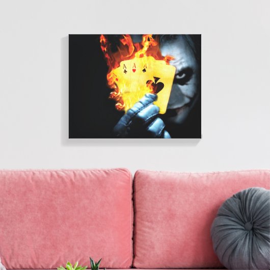joker cartoon Premium Wrapped Canvas (gloss) (Insitu (Woonkamer))