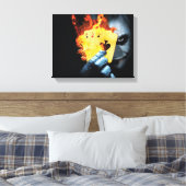 joker cartoon Premium Wrapped Canvas (gloss) (Insitu (Slaapkamer))