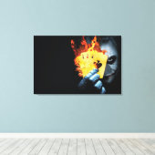 joker cartoon Premium Wrapped Canvas (Gloss) Afdruk (Insitu (Houten vloer))