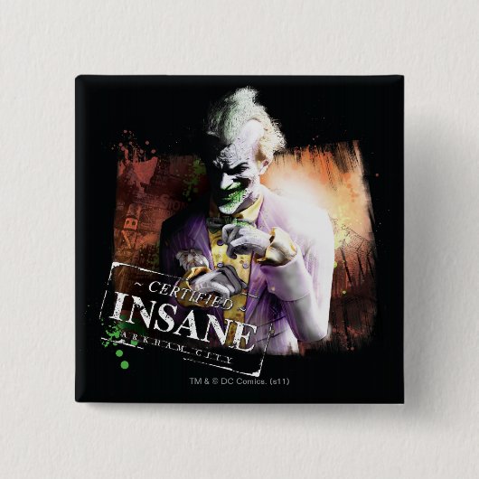 Joker - Certified Insane Vierkante Button 5,1 Cm (Voorkant)