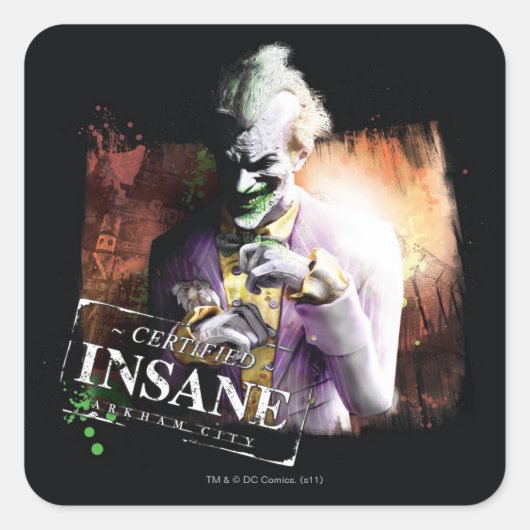Joker - Certified Insane Vierkante Sticker (Voorkant)