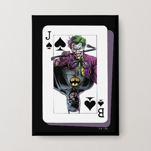 Joker en Batman Schoppenaas speelkaart Illustratie Button (Voorkant)