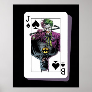 Joker en Batman Schoppenaas Speelkaart Illustratie Poster