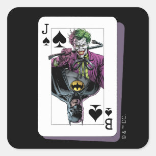 Joker en Batman Schoppenaas speelkaart illustratie Vierkante Sticker