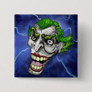 Joker Jester in een Lightning Storm van Doug LaRue Vierkante Button 5,1 Cm