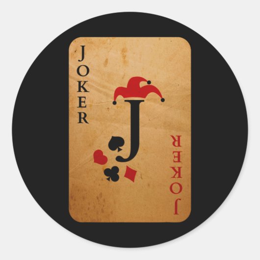 Joker Kaart Costume Halloween Deck of Cards Ronde Sticker (Voorkant)