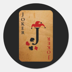 Joker Kaart Kostuum Halloween Deck of Cards Ronde Sticker