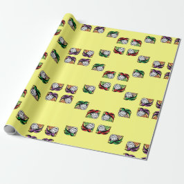 Joker kleurrijke petten patroon geel cadeaupapier