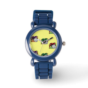 Joker kleurrijke petten patroon geel horloge