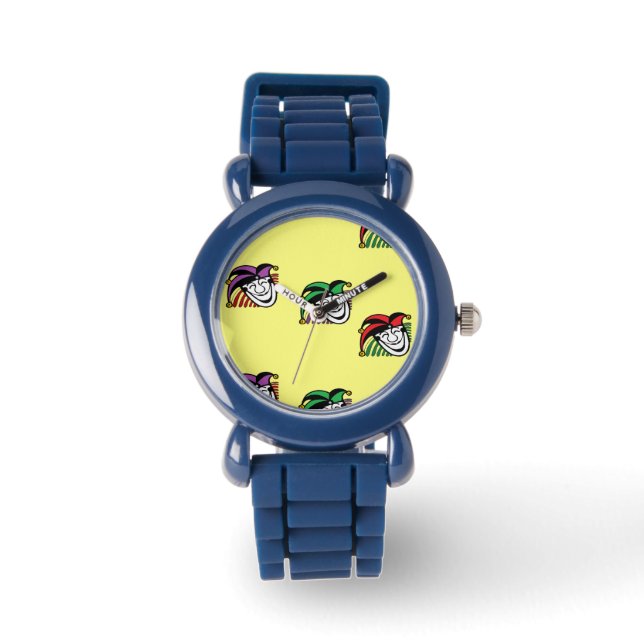 Joker kleurrijke petten patroon geel horloge (Voorkant)