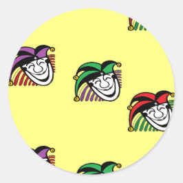 Joker kleurrijke petten patroon geel ronde sticker