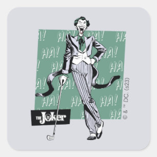 Joker met Golf Club Vierkante Sticker