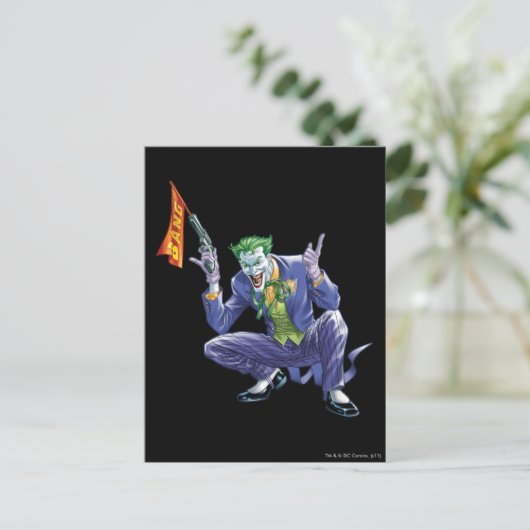 Joker met nep-pistool briefkaart (Staand voorkant)