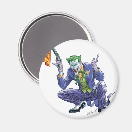 Joker met nep-pistool magneet (Voorkant / Achterkant)
