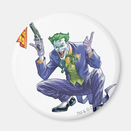 Joker met nep-pistool magneet (Voorkant)
