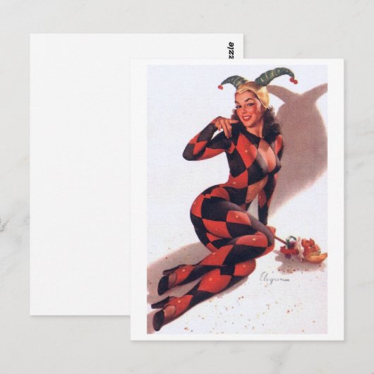 Joker Pin Up Briefkaart (Voorkant / Achterkant)