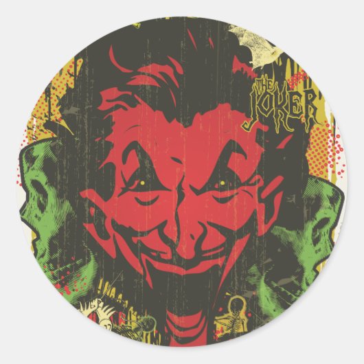 Joker Retro Comic Book Montage Ronde Sticker (Voorkant)