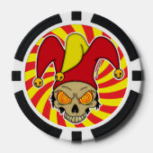 Joker Rood Geel Draaiende Ogen Schroefbal Afbeeldi Poker Chips (Voorkant)