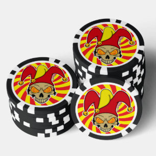 Joker Rood Geel Draaiende Ogen Schroefbal Afbeeldi Poker Chips