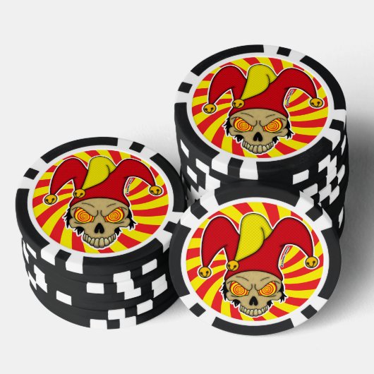 Joker Rood Geel Draaiende Ogen Schroefbal Afbeeldi Poker Chips (Opstapeling)