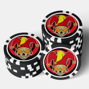 Joker Rood Geel Draaiende Ogen Screwball Graphics Poker Chips