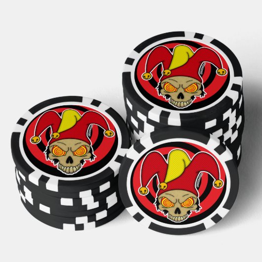 Joker Rood Geel Draaiende Ogen Screwball Graphics Poker Chips (Opstapeling)