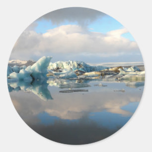 Jokulsarlon iceberg-reflectiestuel ronde sticker