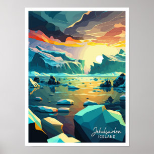 Jokulsarlon Iceland Travel  illustratie Poster
