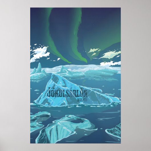 Jokulsarlon Ijsberg Lagune Reisposter Poster (Voorkant)