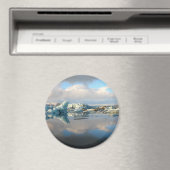 Jokulsarlon ijsberg meer reflectie ronde magneet (Insitu (Vaatwasser))
