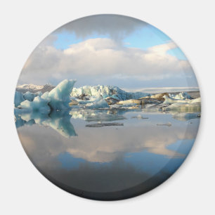 Jokulsarlon ijsberg meer reflectie ronde magneet