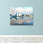Jokulsarlon ijsberg meer reflectiedoek canvas afdruk (Insitu (Houten vloer))