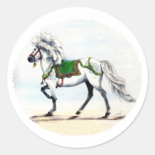 Jol Kerst Icelandic Paard Ronde Sticker (Voorkant)