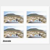Jol op het strand rechthoekige sticker (Vel)