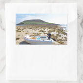 Jol op het strand rechthoekige sticker (Tas)