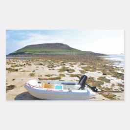 Jol op het strand rechthoekige sticker