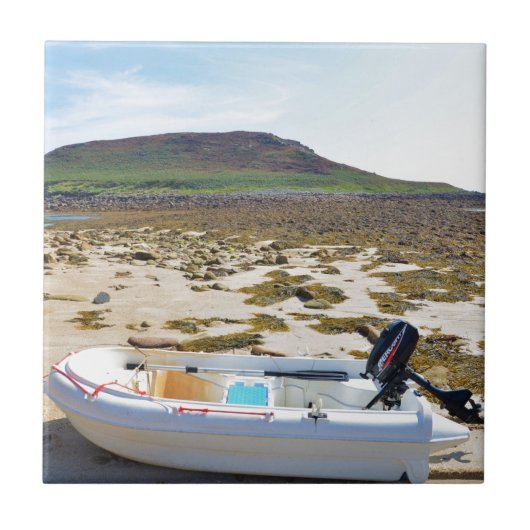 Jol op het strand tegeltje (Voorkant)