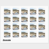 Jol op het strand vierkante sticker (Vel)