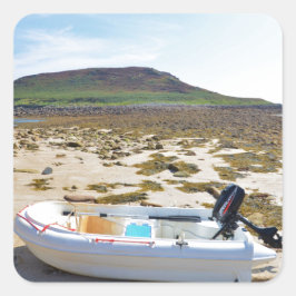 Jol op het strand vierkante sticker